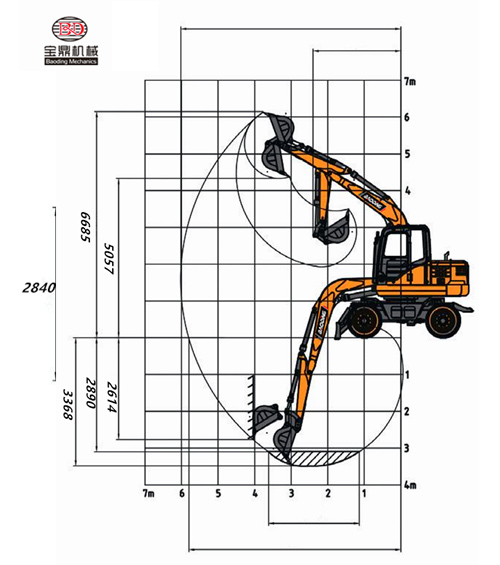 寶鼎BD80W輪式挖掘機(jī)尺寸圖B
