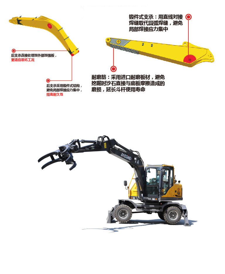 寶鼎95輪式挖掘機抓木機